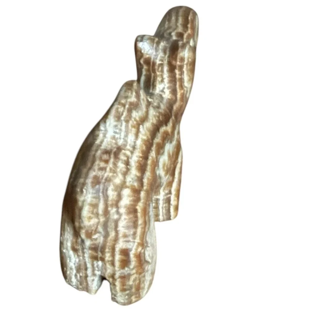 Moroccan Onyx Carved Stone Camel Figurine Folk Art Sculpture Aragonite Dromedary